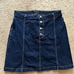 Denim Button-Front Skirt